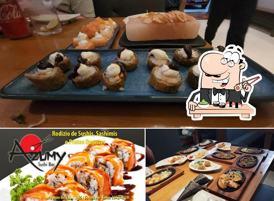 Rolos de sushi são oferecidos por Azumy Sushi Bar