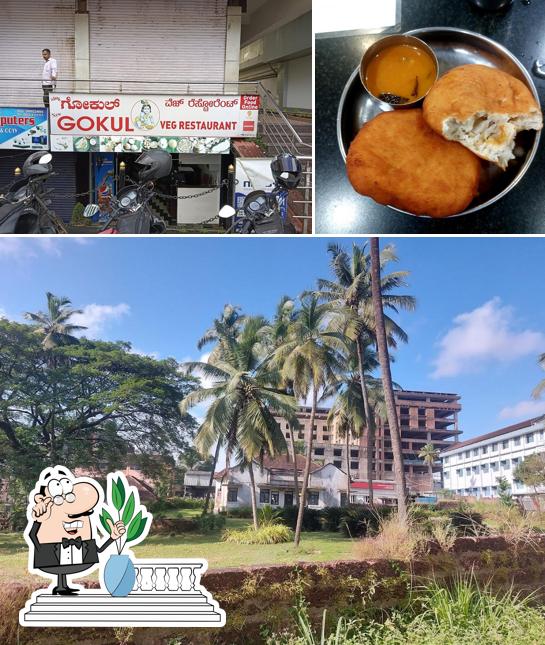 The photo of exterior and food at New Gokul Veg Restaurant