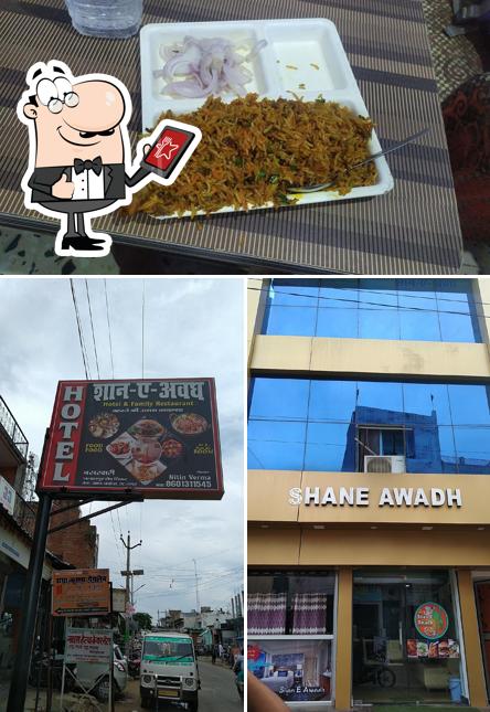 This is the image depicting exterior and food at Shane Awadh Restaurant