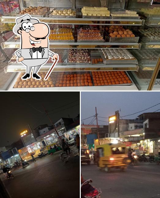 This is the picture showing exterior and food at Chawla Sweets And Bakers