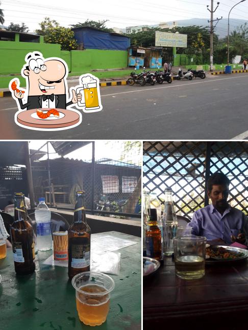You can get a glass of light or dark beer