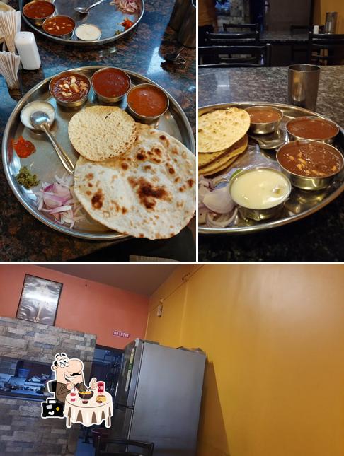 The image of food and interior at Hotel SAI Dining Pure VEG