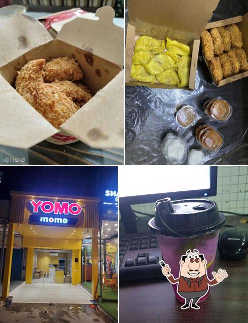 This is the picture displaying food and interior at YOMO MOMO