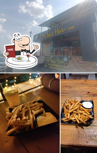 The image of food and exterior at The Tea Hub