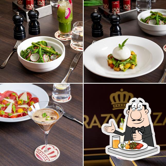 Crazy for pizzaa is distinguished by food and drink