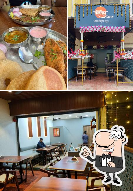 This is the photo depicting interior and food at Darjedaar