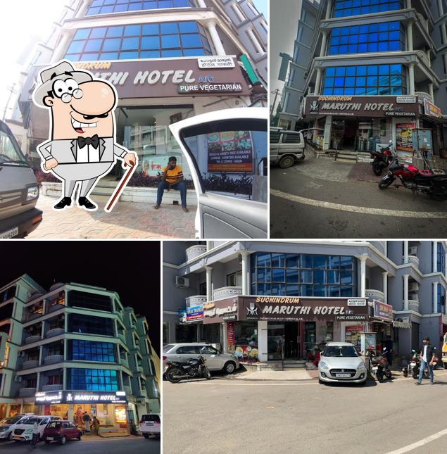 The exterior of Suchindrum Maruthi Hotel
