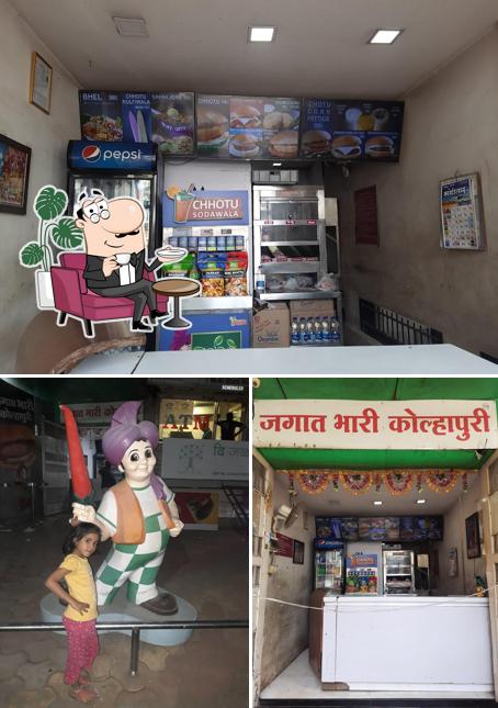 Check out the image showing interior and food at Chhotu Vada Pav Raver