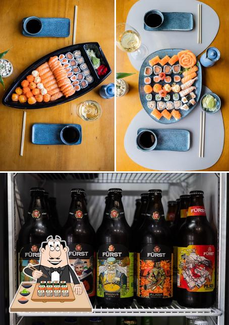 Peça diferentes opções de sushi