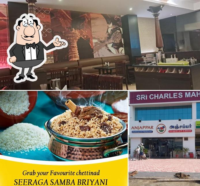 Take a seat at one of the tables at Anjappar Chettinadu A/C Restaurant - Home Delivery & Outdoor Catering