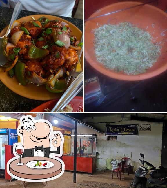 Among different things one can find food and exterior at Kuku Classic fast food corner