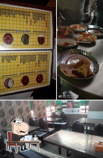 The restaurant's interior and food