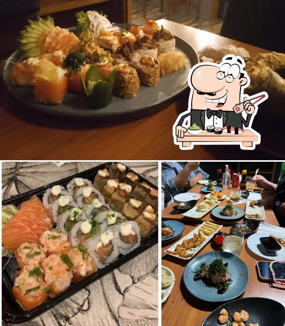 Rolos de sushi são disponibilizados no Kurenai sushi indaiatuba -SP