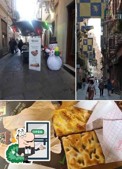 La esterno e cibo del ristorante