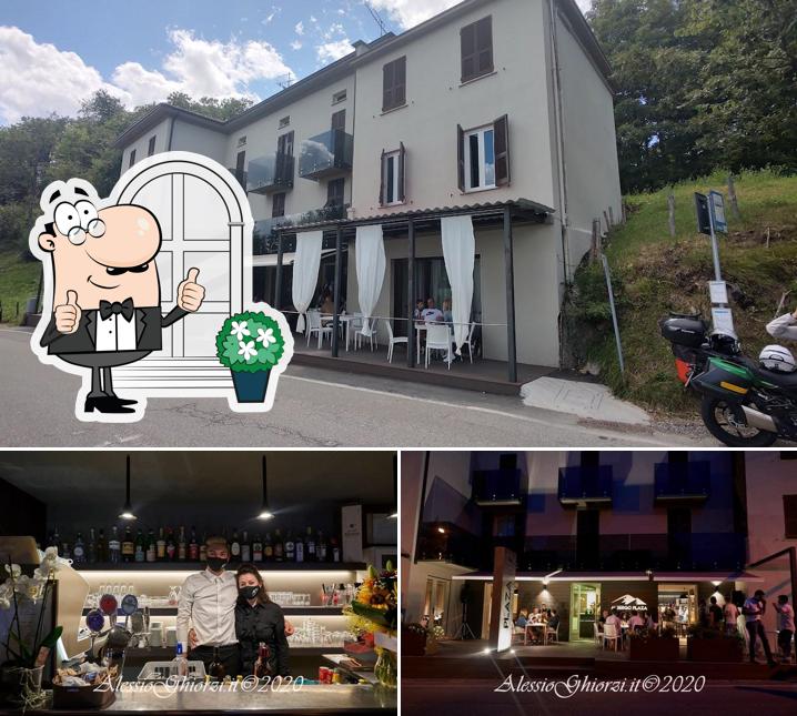 Tra le diverse cose da Albergo Ristorante Plaza si possono trovare la esterno e bancone da bar