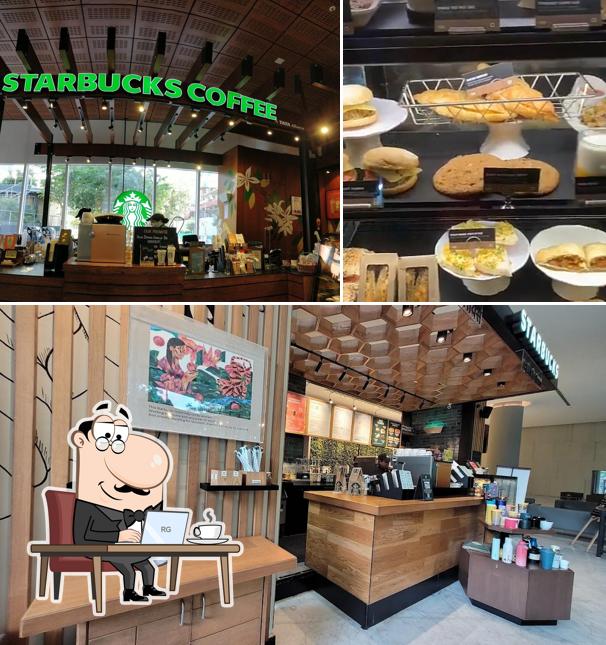 The interior of Starbucks
