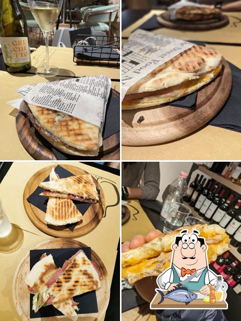 Salmone grigliato al Burgus Torta al Testo