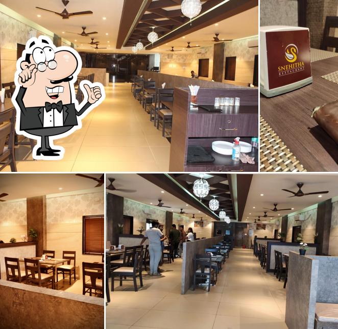 The interior of Snehitha Restaurant