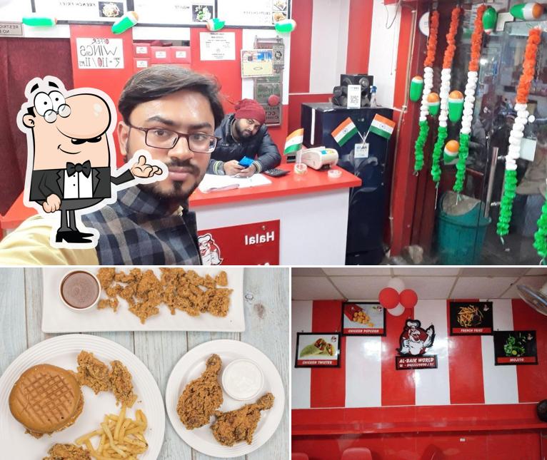 Check out the picture depicting interior and food at Al Baik World