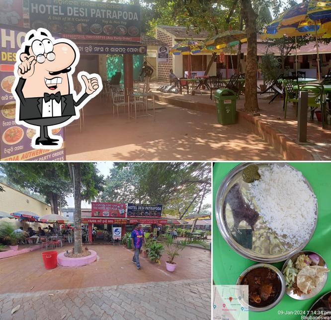 This is the image showing interior and food at Hotel Desi PatraPoda