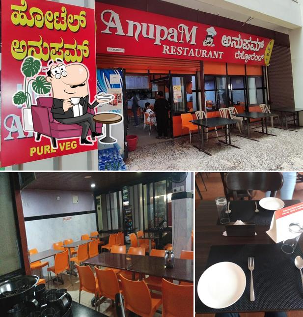 Take a seat at one of the tables at Anupam Resturant