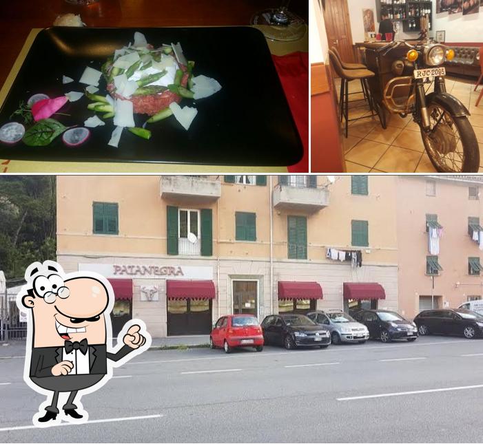 La esterno e cibo del ristorante