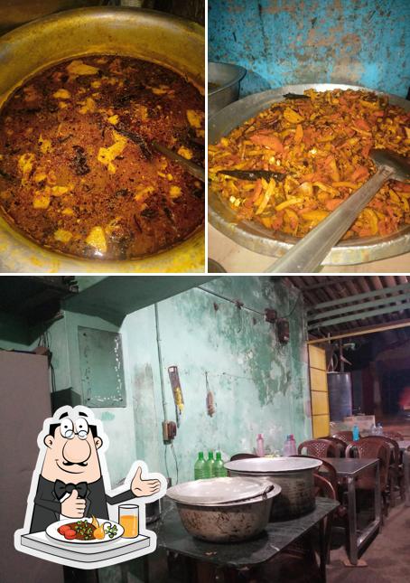 Check out the image depicting food and interior at SaiKrishna Hotel