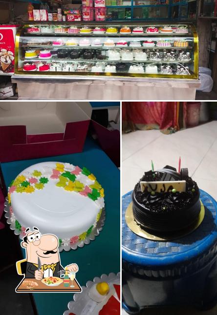 This is the picture displaying food and interior at Goswami Bakery
