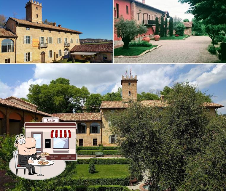 Puoi goderti l'aria fresca da seduto all'esterno di Ristorante Castello di Razzano