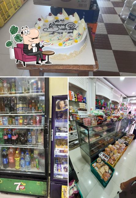 The restaurant's interior and food