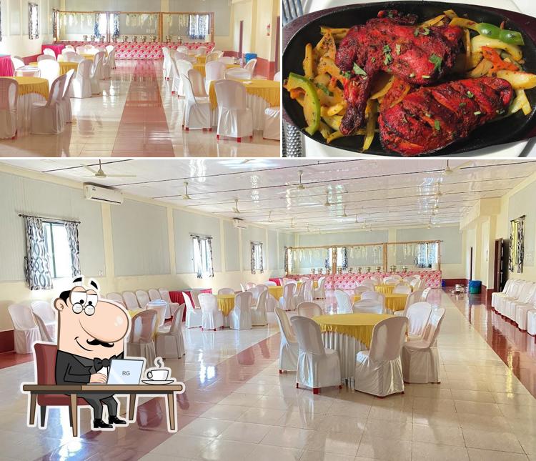 The restaurant's interior and food
