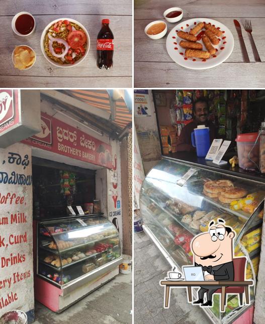 The photo of brothers bakery’s interior and drink