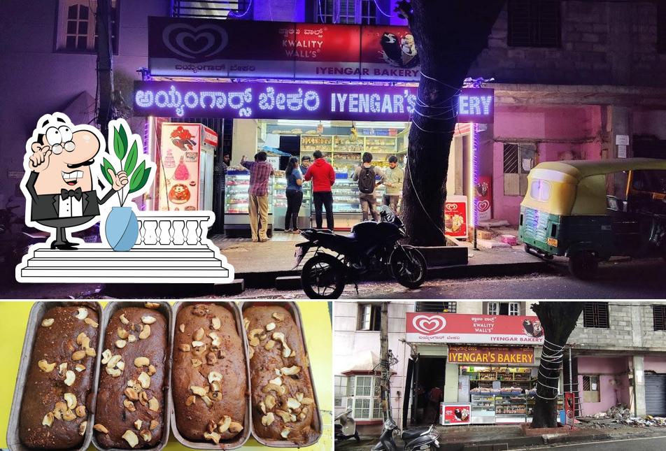 Among various things one can find exterior and food at Iyengar Bakery