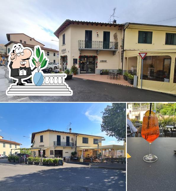 Questa è la immagine che raffigura la esterno e bevanda di Leonia bistrot