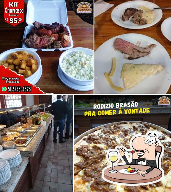 Comida em Churrascaria e Pizzaria Brasão