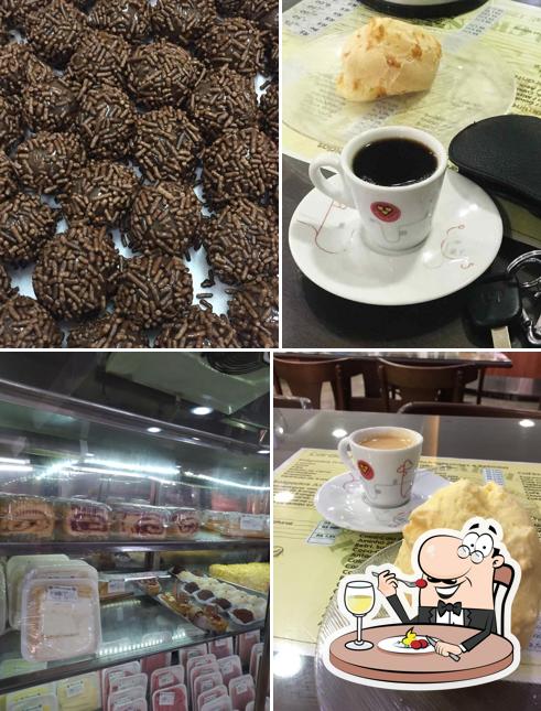 Dê uma olhada a foto ilustrando comida e interior no Padaria Forno Grande