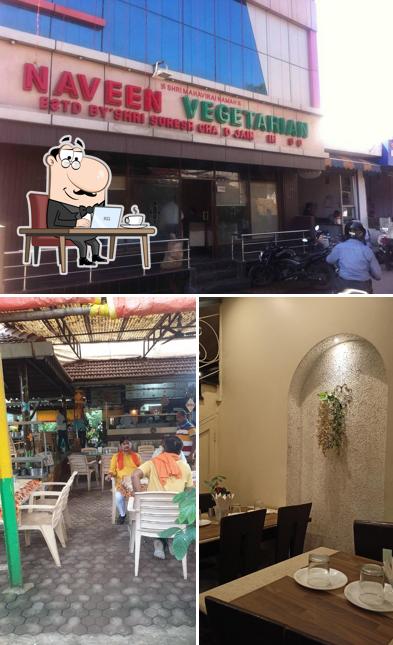 Take a seat at one of the tables at Naveen Vegetarian
