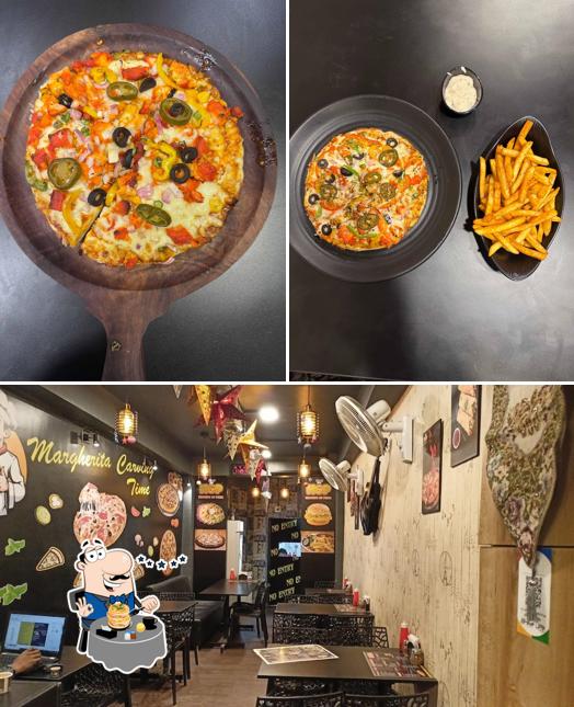 The image of food and interior at Heavens of pizza