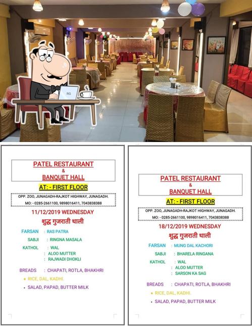 Take a seat at one of the tables at Patel Restaurant & Banquet Hall