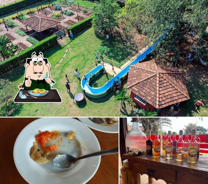 Esta é a foto apresentando comida e cerveja a Fazendo Fazenda