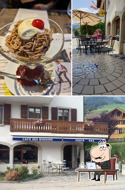 Dai un’occhiata alla immagine che presenta la interni e cibo di Café des Bossons
