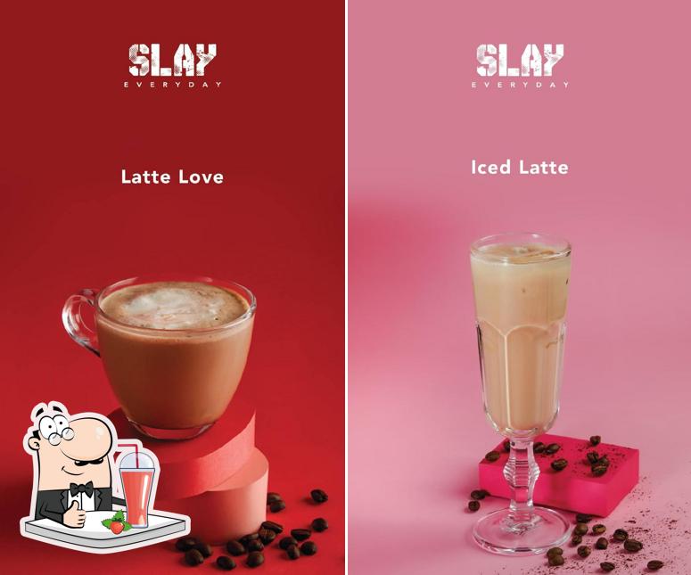 Enjoy a beverage at SLAY Coffee