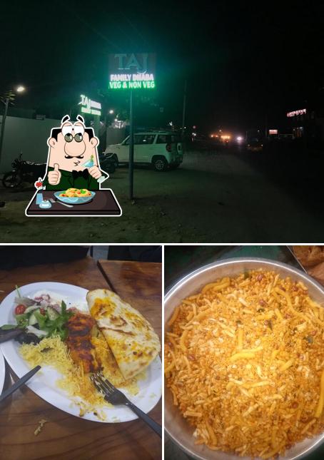 TAJ DHABA (Family Restaurant) is distinguished by food and exterior