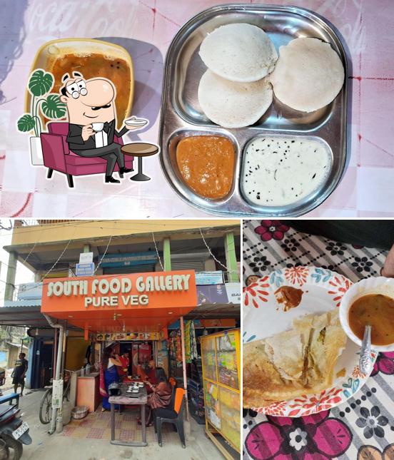 Take a look at the photo depicting interior and food at South food gallery