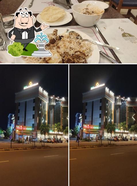 Take a look at the photo showing exterior and food at Salkara Restaurant,KTDC Grand Chaithram