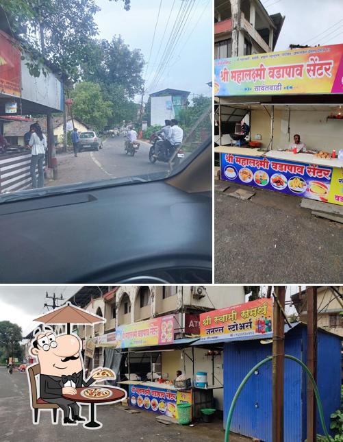 Among various things one can find exterior and food at Mahalaxmi vada pav center
