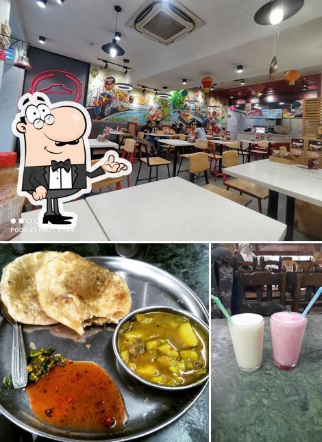 The restaurant's interior and food