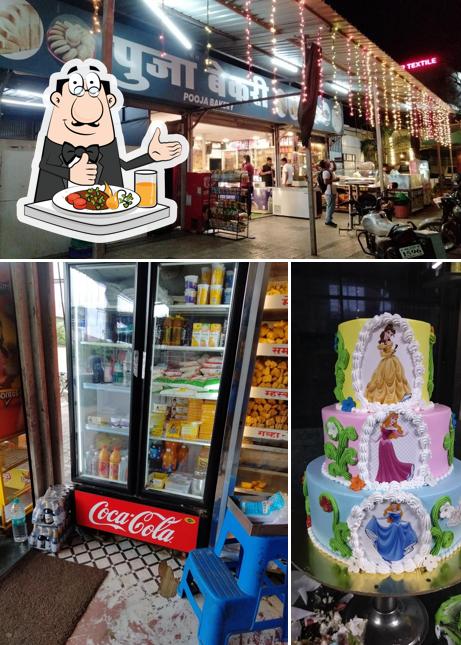 The picture of food and exterior at Pooja Bakery