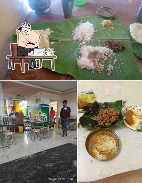 Take a look at the picture displaying interior and food at Rasappan Mess