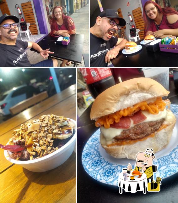 Confira a imagem ilustrando comida e interior a Kabum Açai & cia